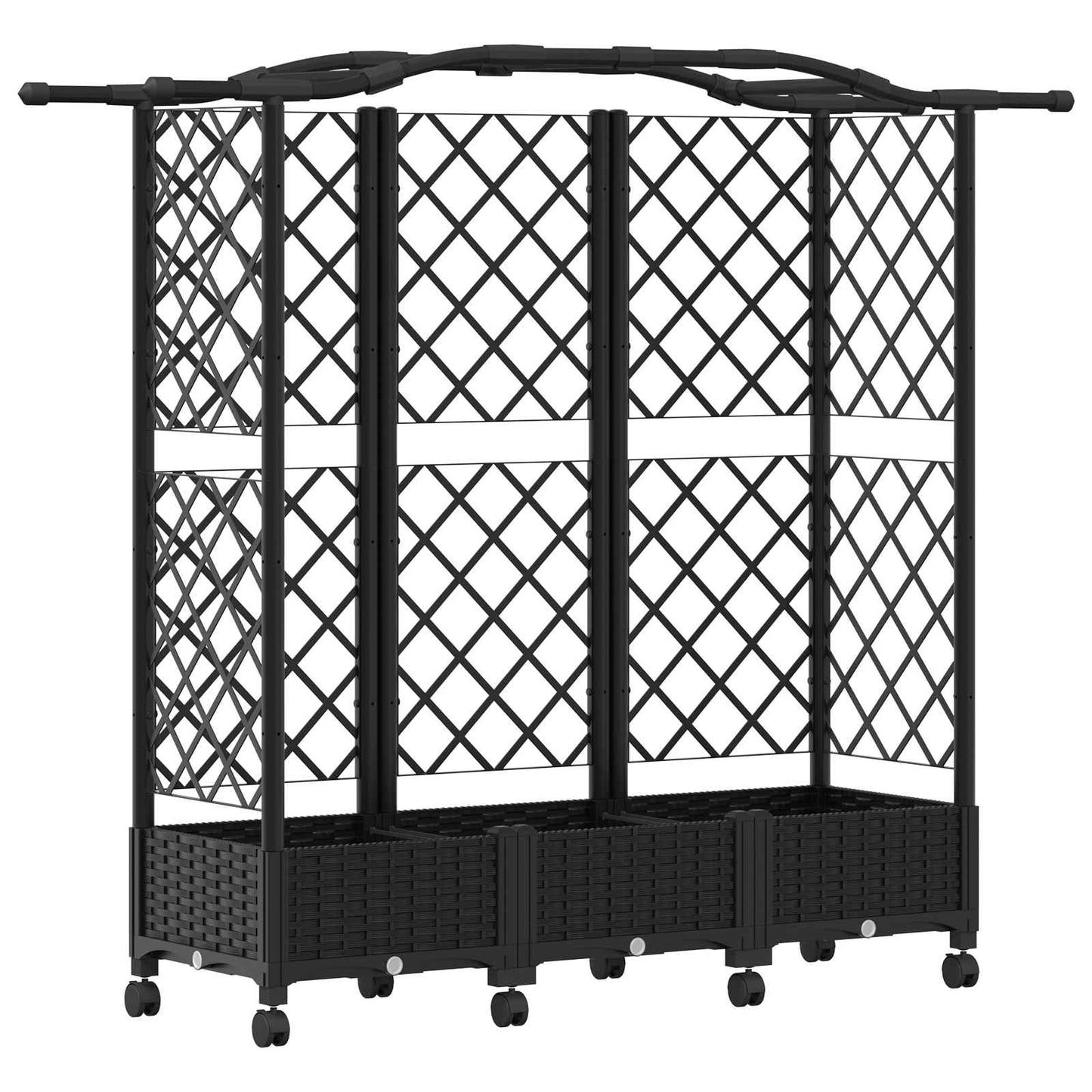 Hevet Bed med Trellis og Tak Svart 163 x 40 x 129 cm PP