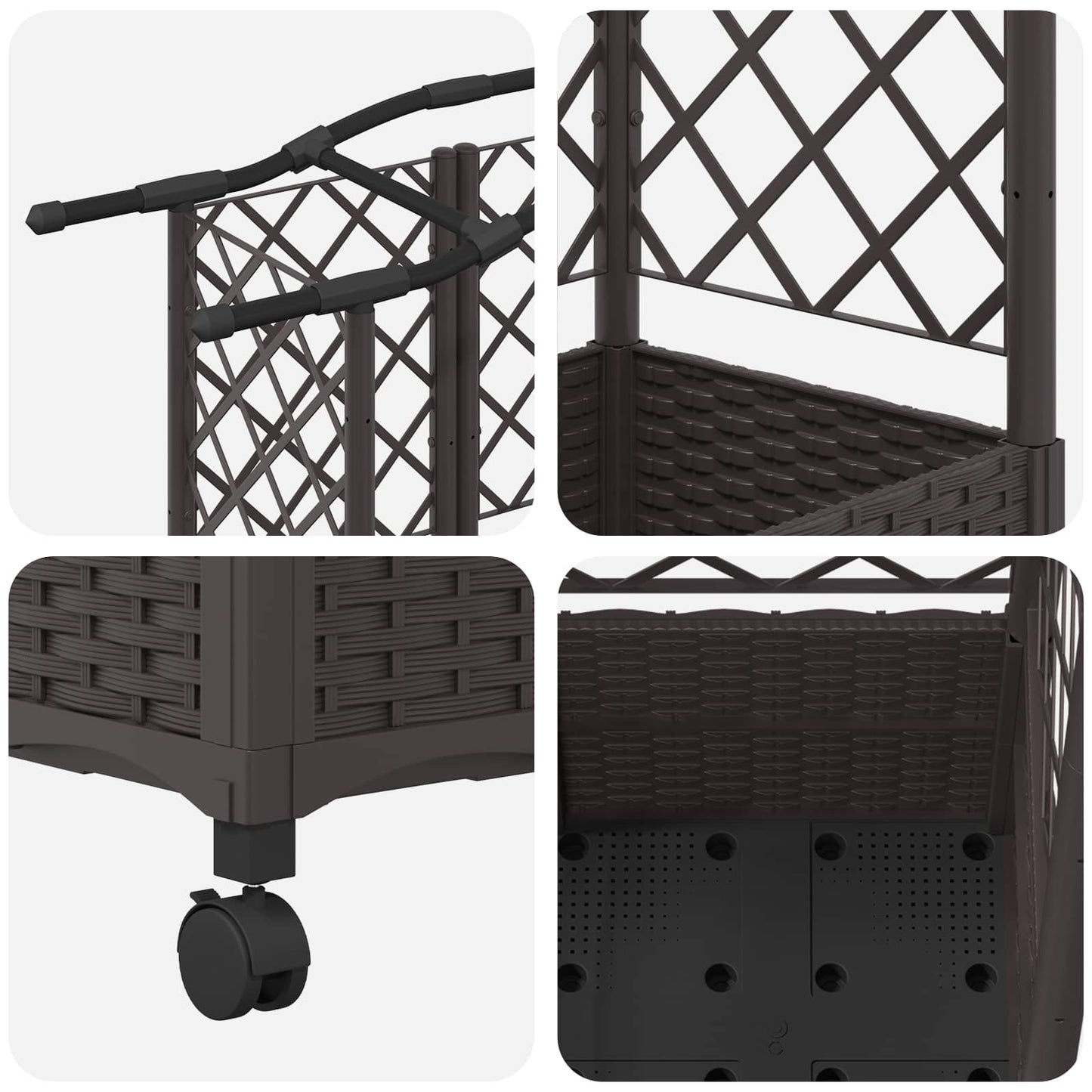 Hevet Bed med Trellis og Tak Brun 163 x 40 x 144 cm PP