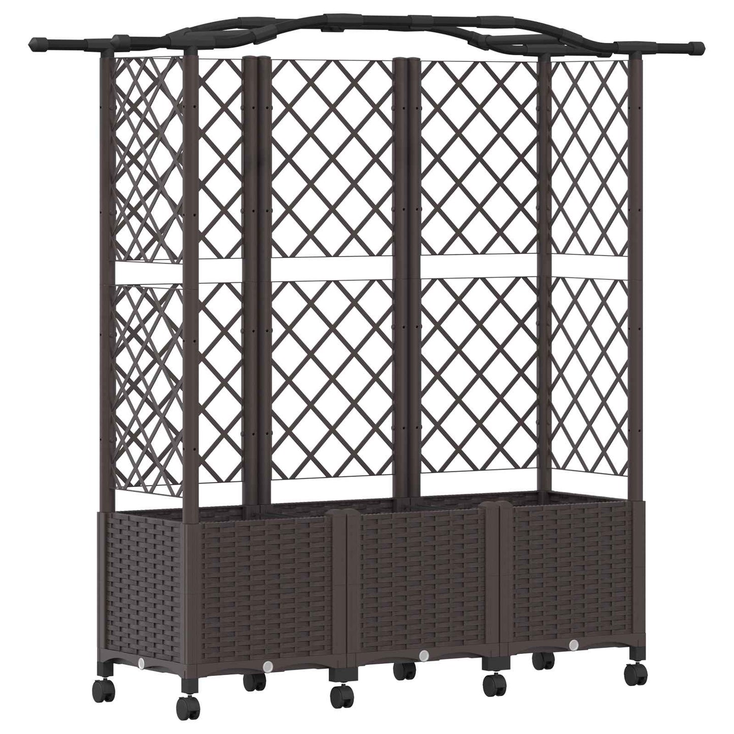 Hevet Bed med Trellis og Tak Brun 163 x 40 x 144 cm PP