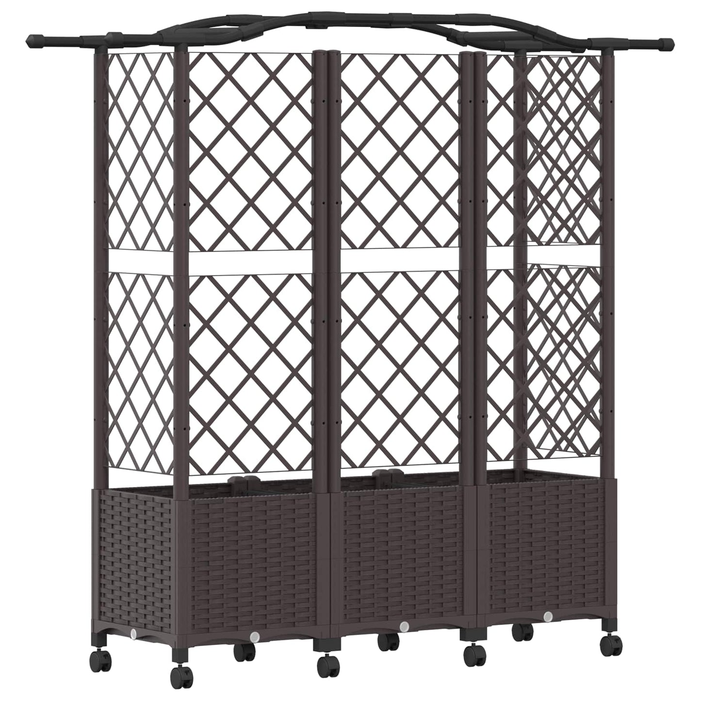 Hevet Bed med Trellis og Tak Brun 163 x 40 x 144 cm PP
