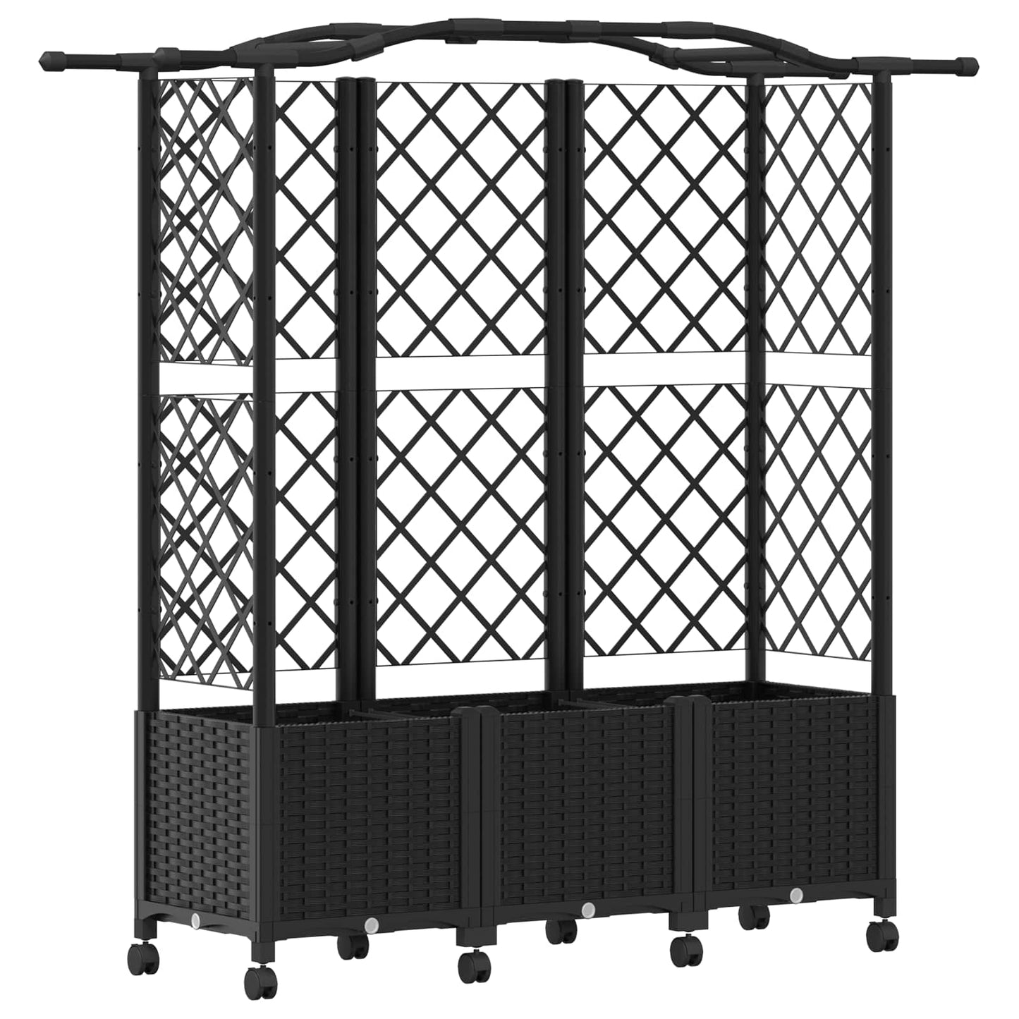 Hevet Bed med Trellis og Tak Svart 163 x 40 x 144 cm PP