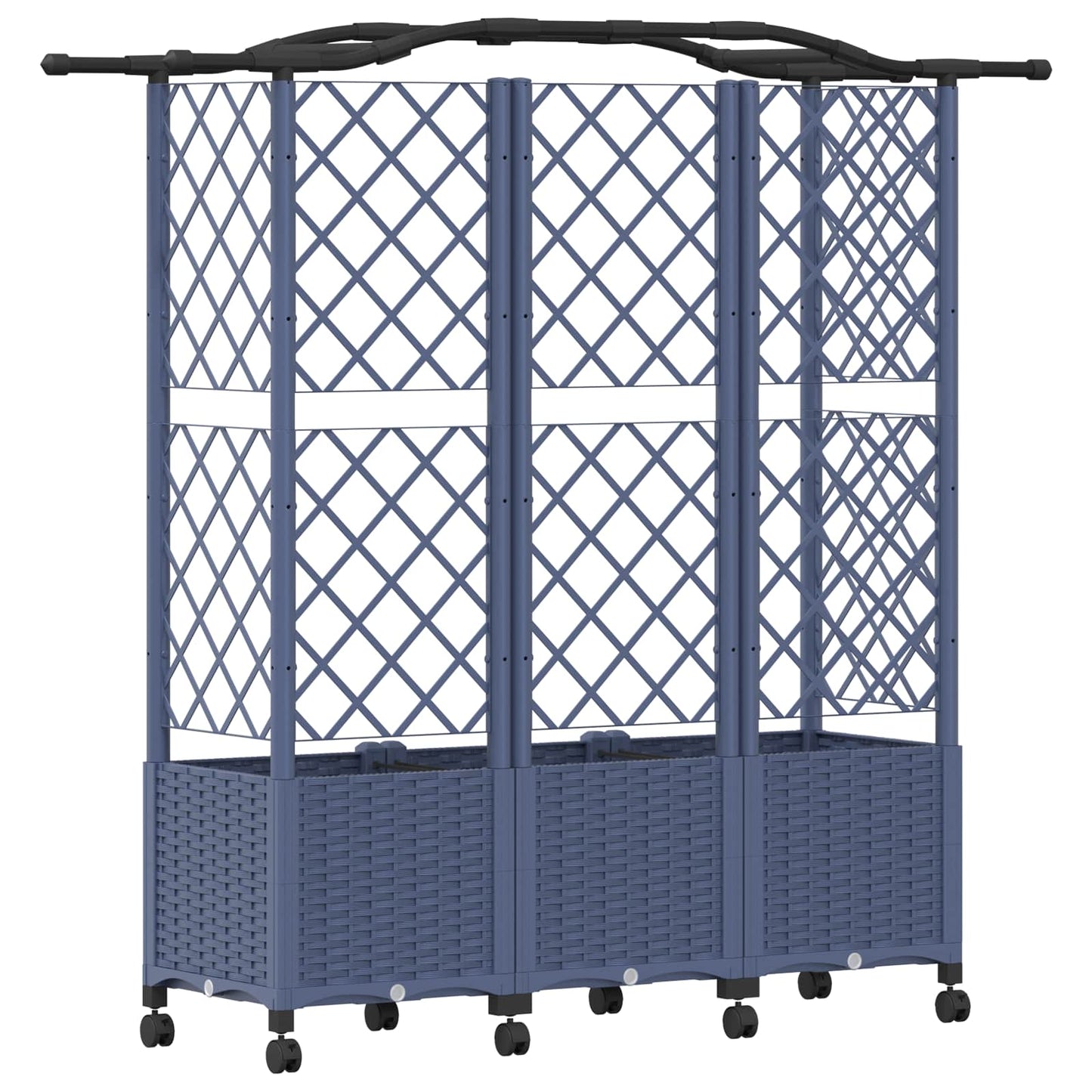 Hevet Bed med Trellis og Tak Grå 163 x 40 x 144 cm PP