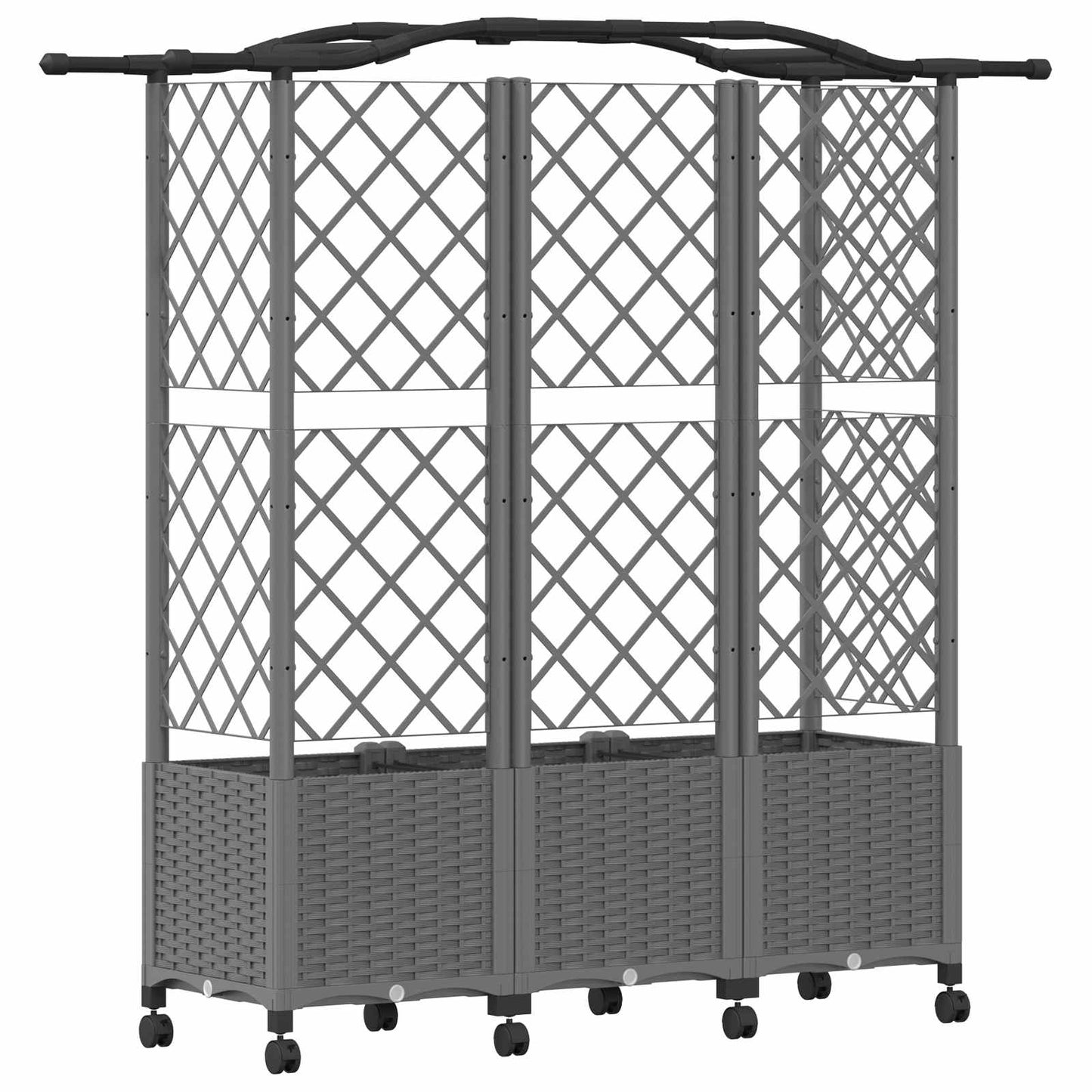 Hevet Bed med Trellis og Tak Lysegrå 163 x 40 x 144 cm PP