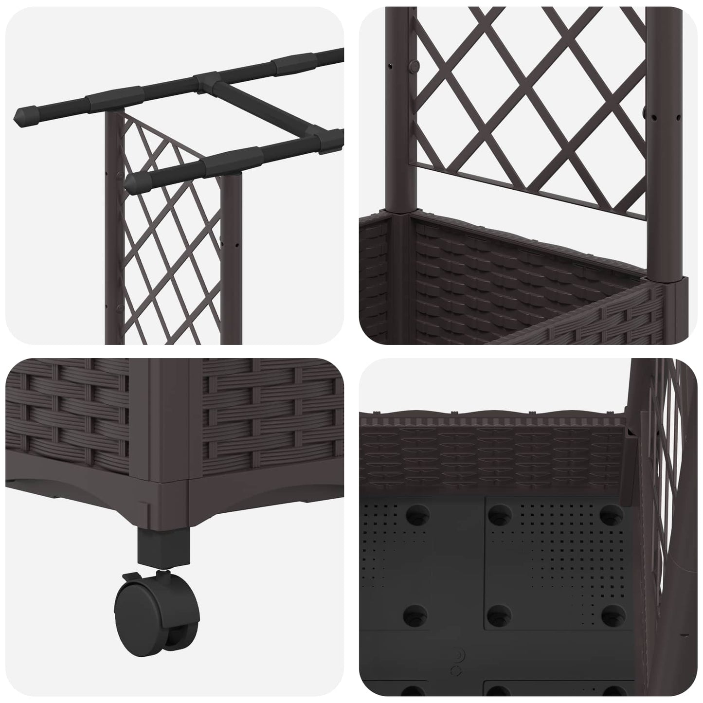 Hevet Bed med Trellis og Tak Brun 164 x 40 x 127 cm PP