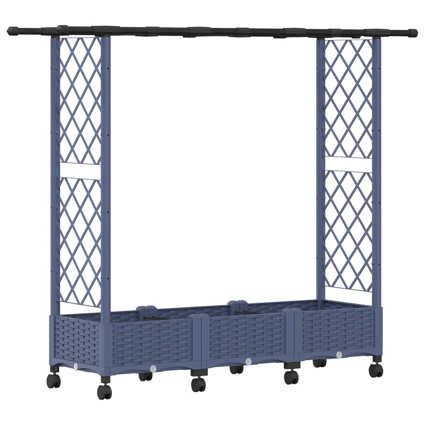 Hevet Bed med Trellis og Tak Grå 164 x 40 x 127 cm PP