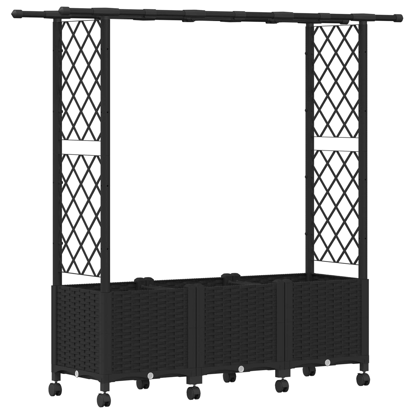 Hevet Bed med Trellis og Tak Svart 162,5 x 40 x 142 cm PP