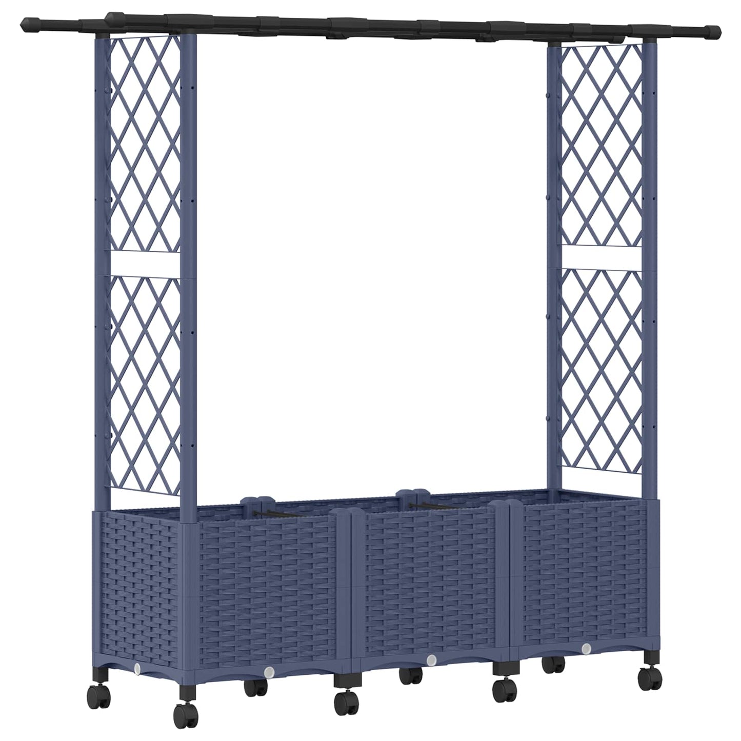 Hevet Bed med Trellis og Tak Grå 162,5 x 40 x 142 cm PP