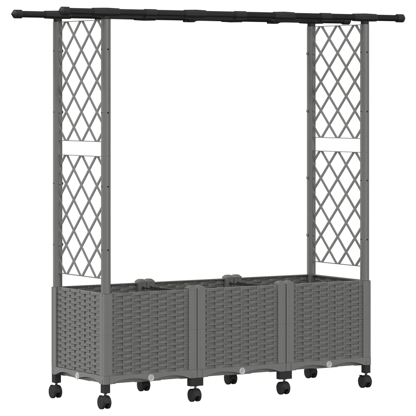 Hevet Bed med Trellis og Tak Lysegrå 162,5 x 40 x 142 cm PP