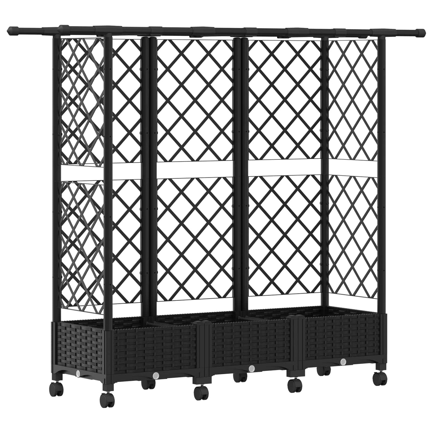 Hevet Bed med Trellis og Tak Svart 164 x 40 x 127 cm PP