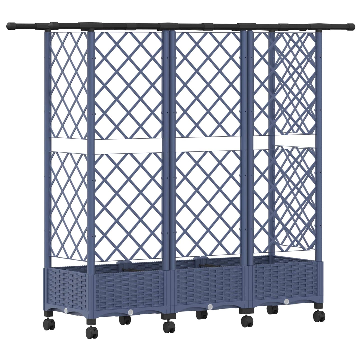 Hevet Bed med Trellis og Tak Grå 164 x 40 x 127 cm PP