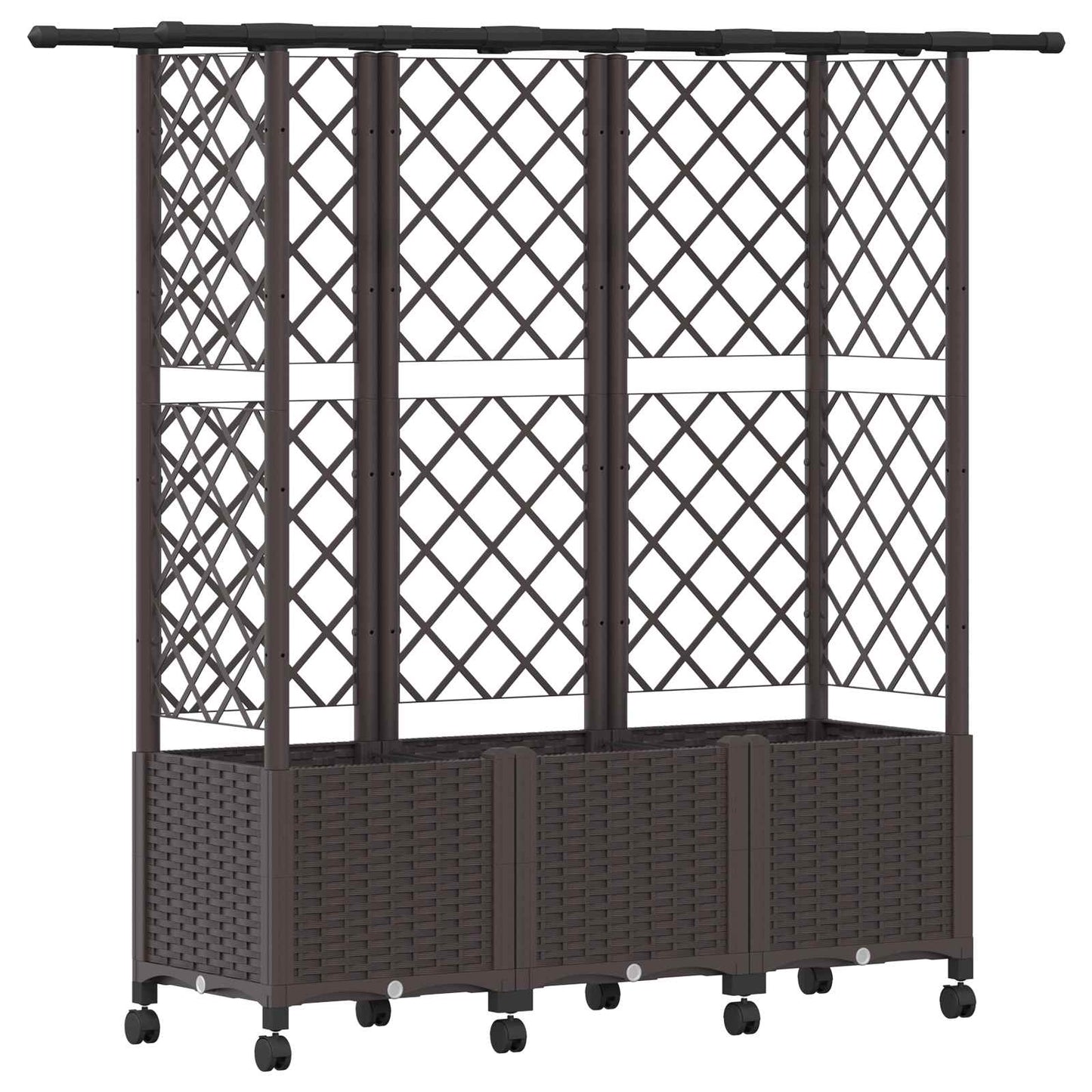 Hevet Bed med Trellis og Tak Brun 163,5 x 40 x 142 cm PP
