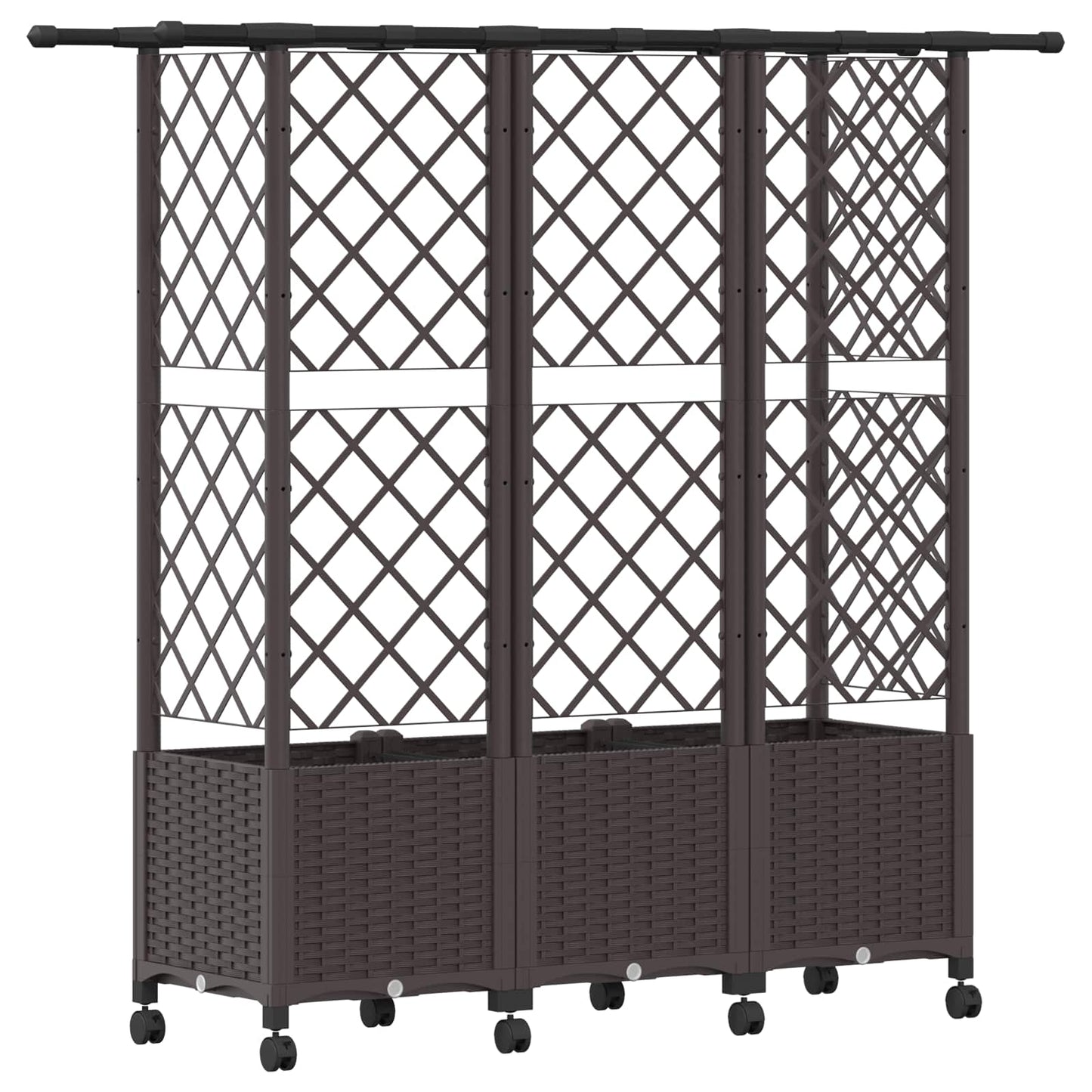 Hevet Bed med Trellis og Tak Brun 163,5 x 40 x 142 cm PP