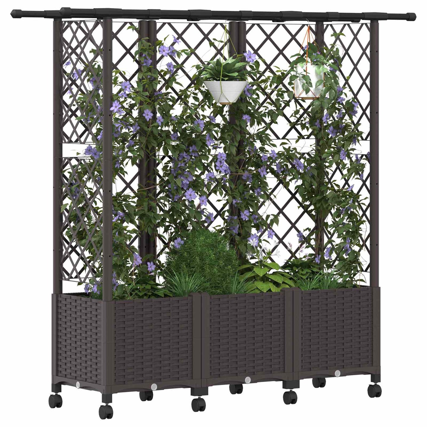 Hevet Bed med Trellis og Tak Brun 163,5 x 40 x 142 cm PP