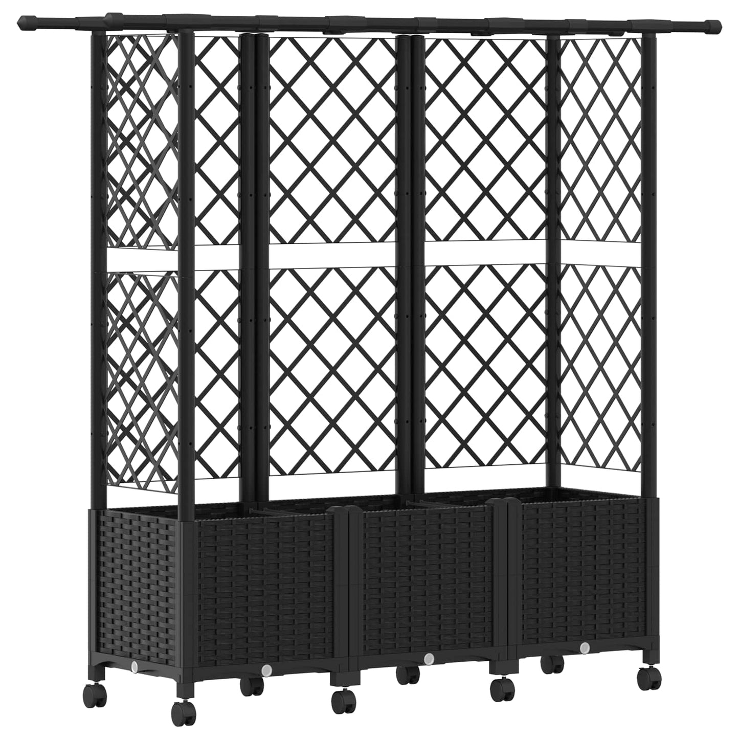 Hevet Bed med Trellis og Tak Svart 163,5 x 40 x 142 cm PP