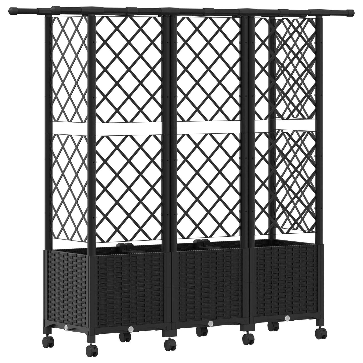 Hevet Bed med Trellis og Tak Svart 163,5 x 40 x 142 cm PP