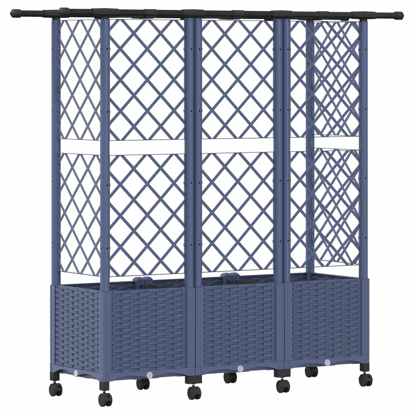 Hevet Bed med Trellis og Tak Grå 163,5 x 40 x 142 cm PP