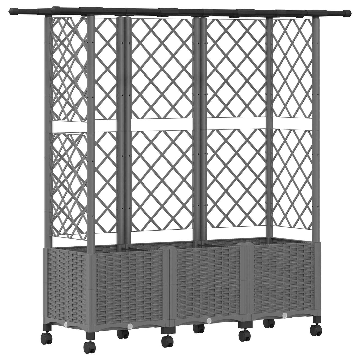 Hevet Bed med Trellis og Tak Lysegrå 163,5 x 40 x 142 cm PP