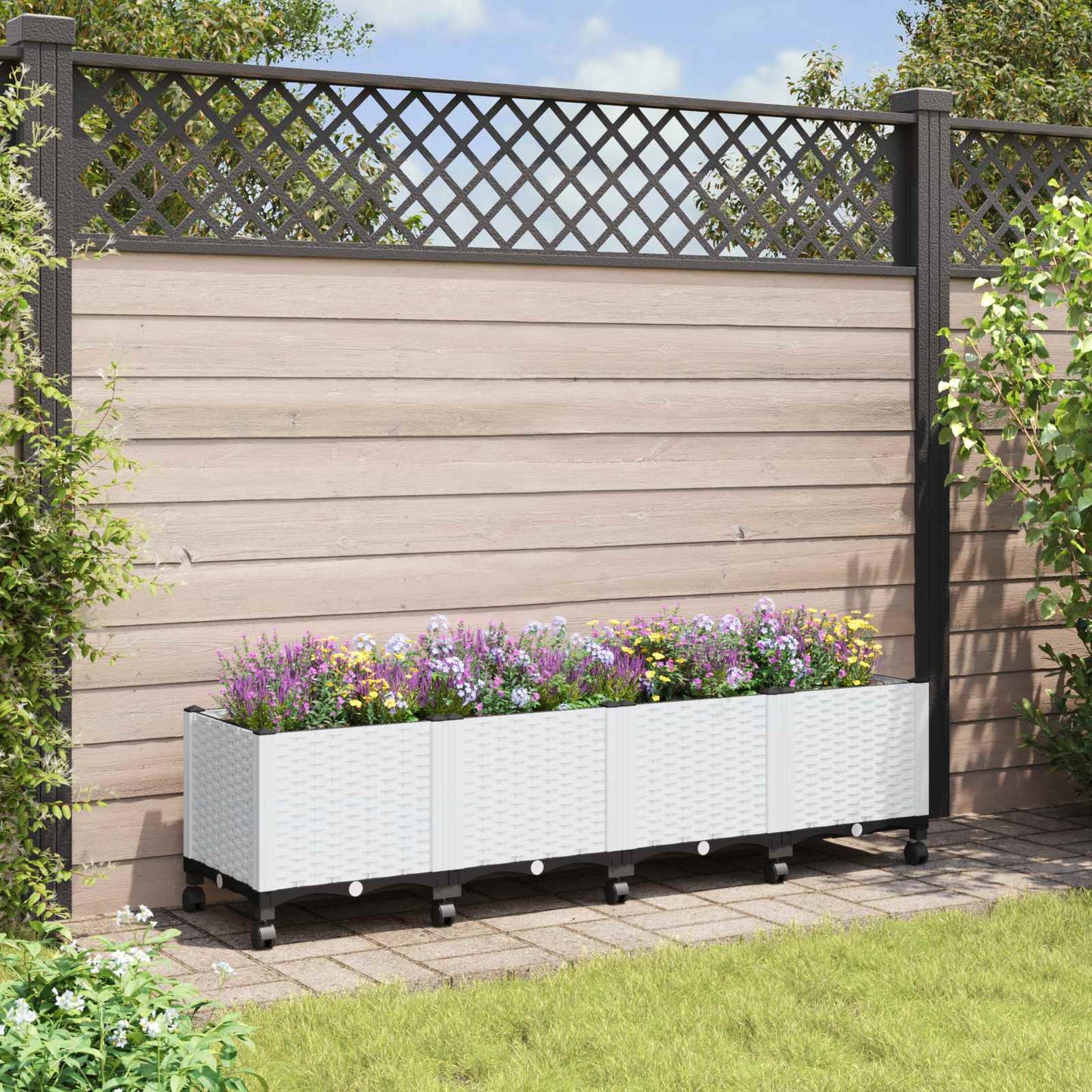 Hagekrukke med hjul Hvit 160 x 40 x 48 cm PP