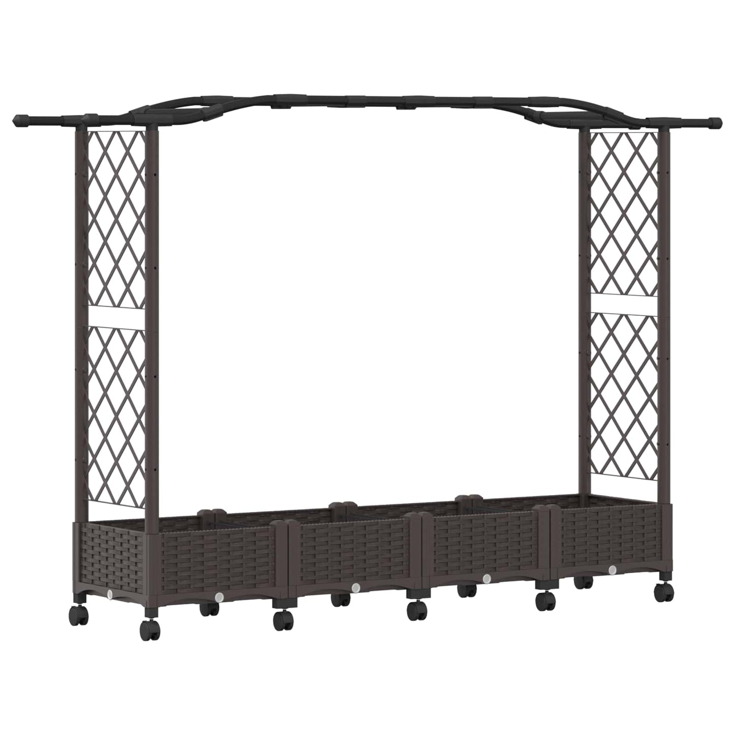 Hevet Bed med Trellis og Tak Brun 207 x 40 x 129 cm PP