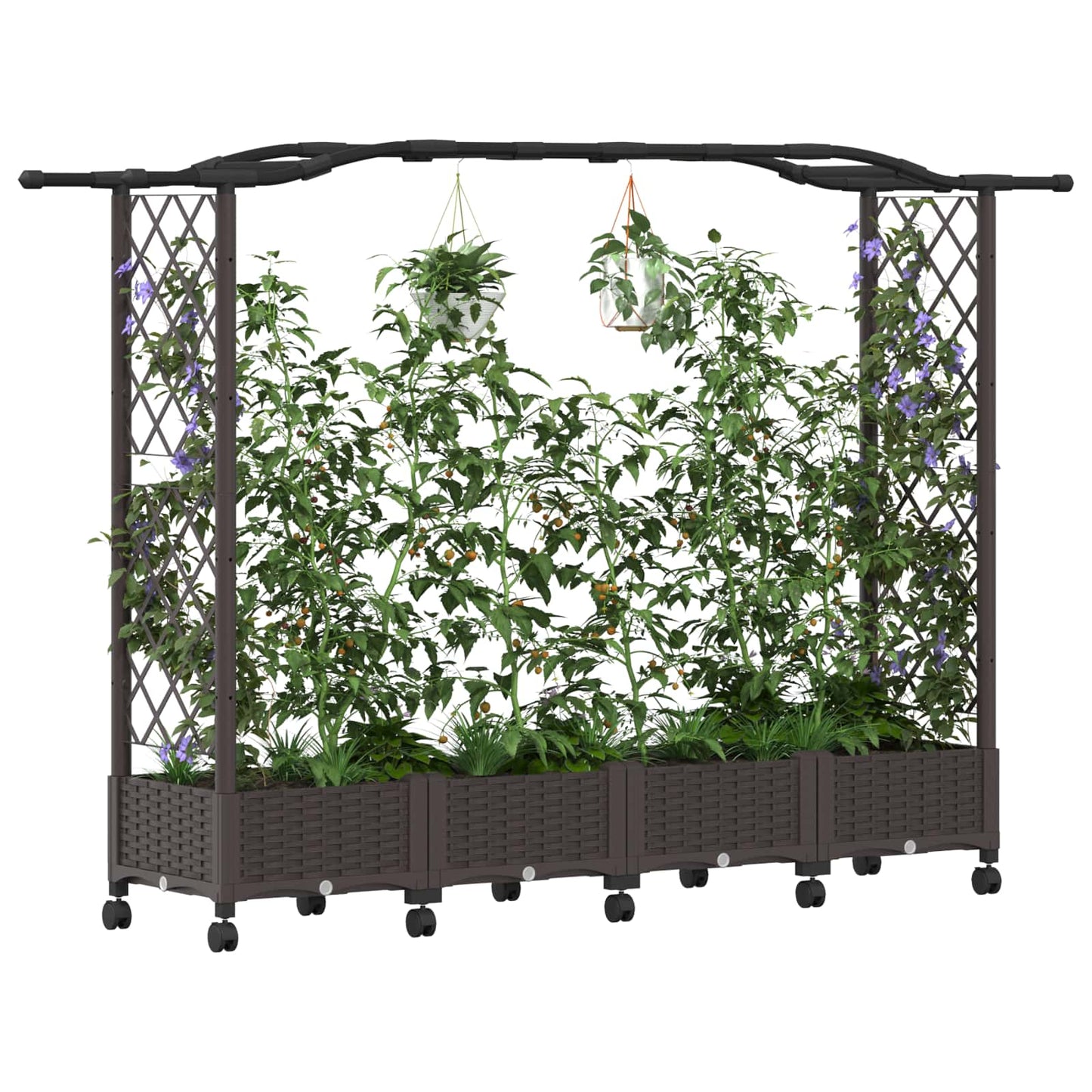 Hevet Bed med Trellis og Tak Brun 207 x 40 x 129 cm PP