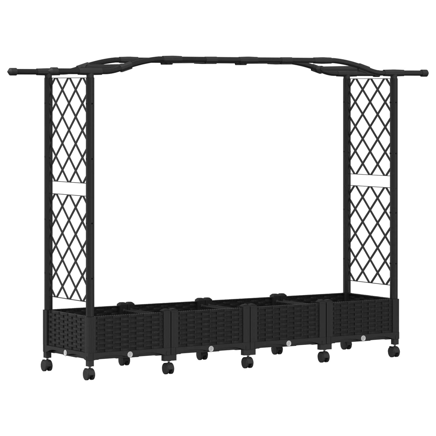 Hevet Bed med Trellis og Tak Svart 207 x 40 x 129 cm PP