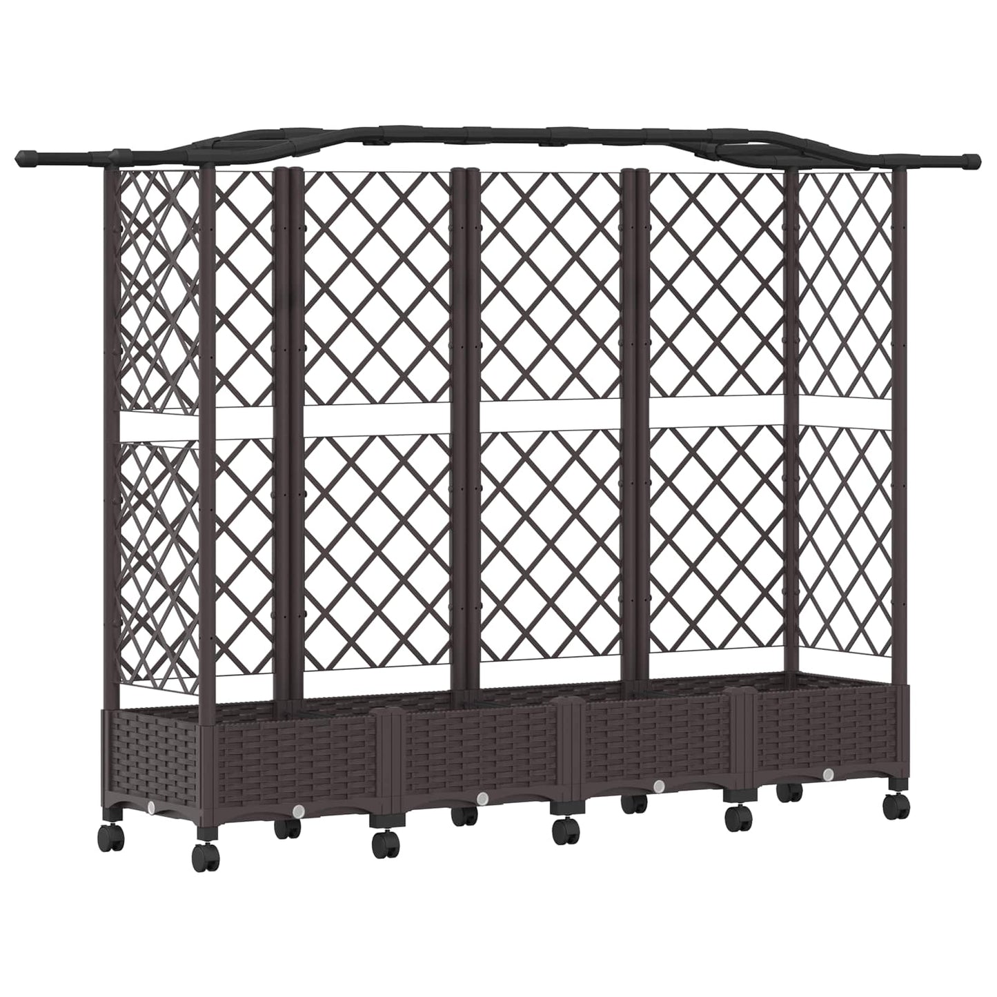 Hevet Bed med Trellis og Tak Brun 203,5 x 40 x 129 cm PP