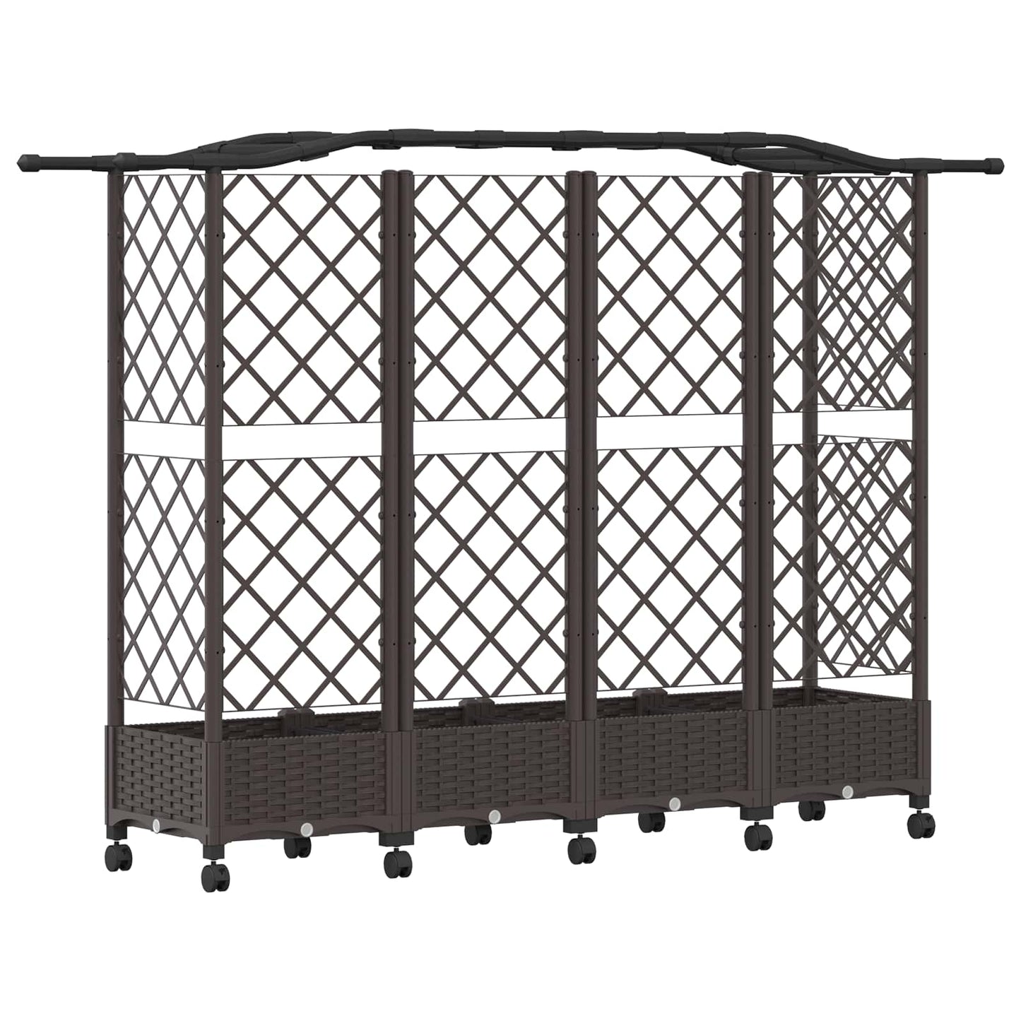 Hevet Bed med Trellis og Tak Brun 203,5 x 40 x 129 cm PP