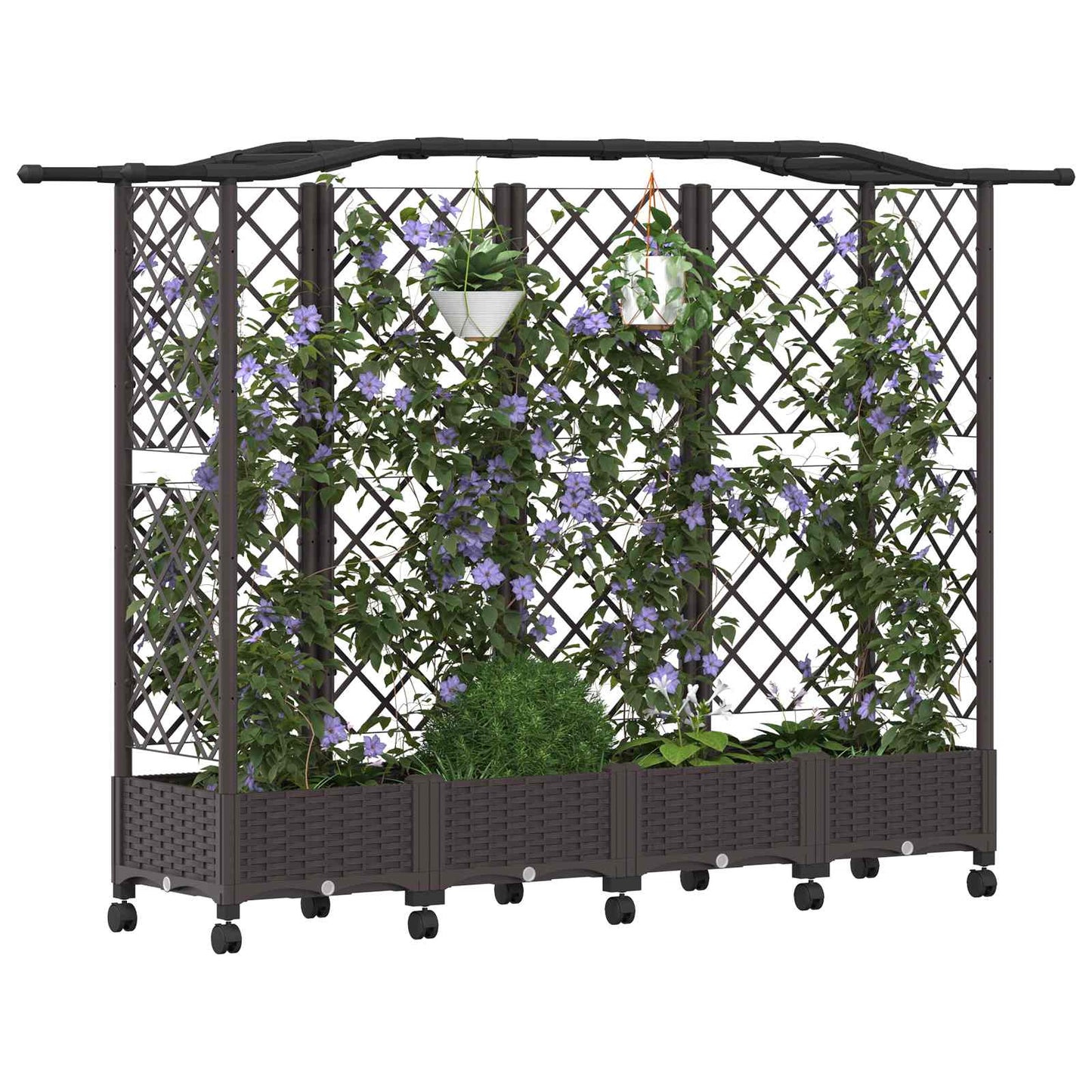 Hevet Bed med Trellis og Tak Brun 203,5 x 40 x 129 cm PP