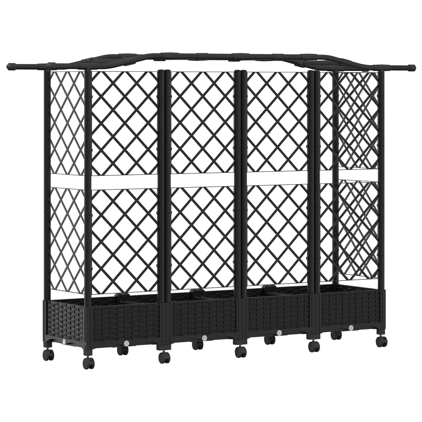 Hevet Bed med Trellis og Tak Svart 203,5 x 40 x 129 cm PP