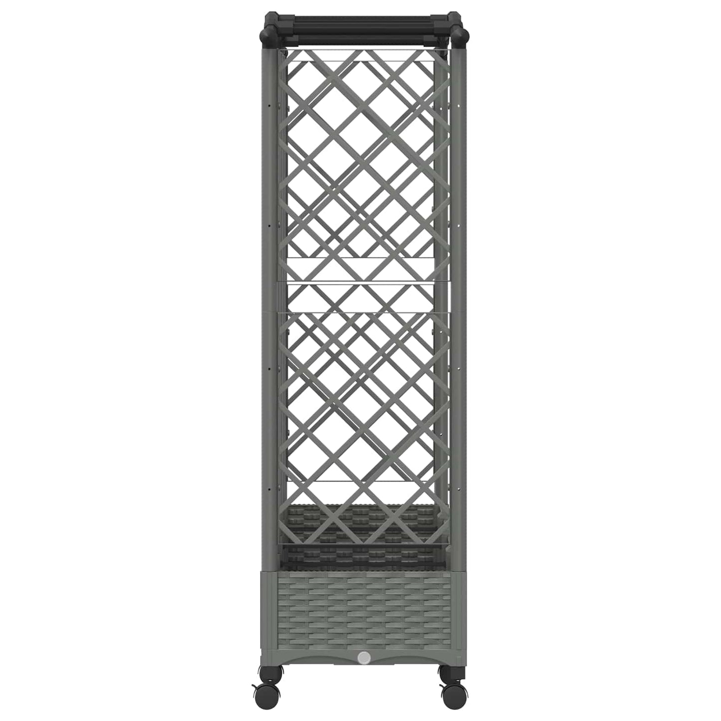 Hevet Bed med Trellis og Tak Lysegrå 203,5 x 40 x 129 cm PP