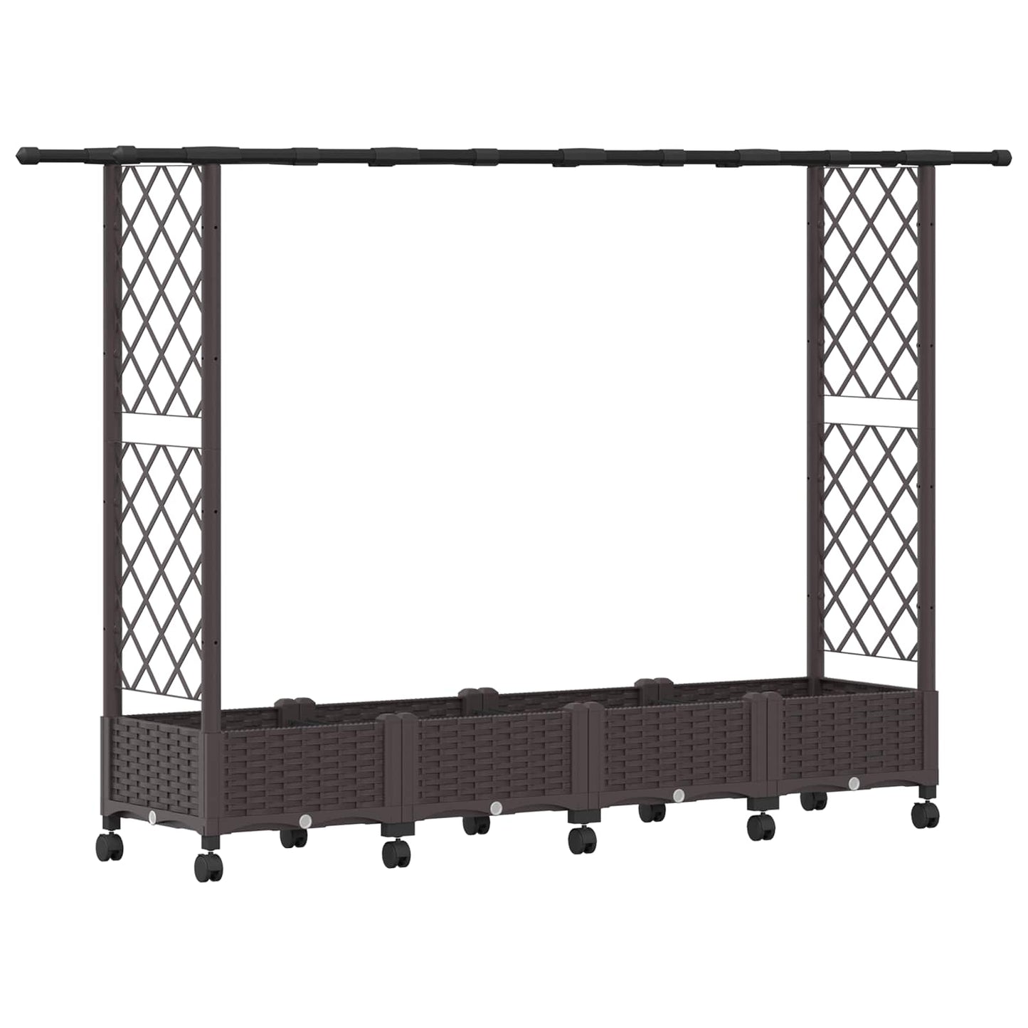 Hevet Bed med Trellis og Tak Brun 203 x 40 x 127 cm PP