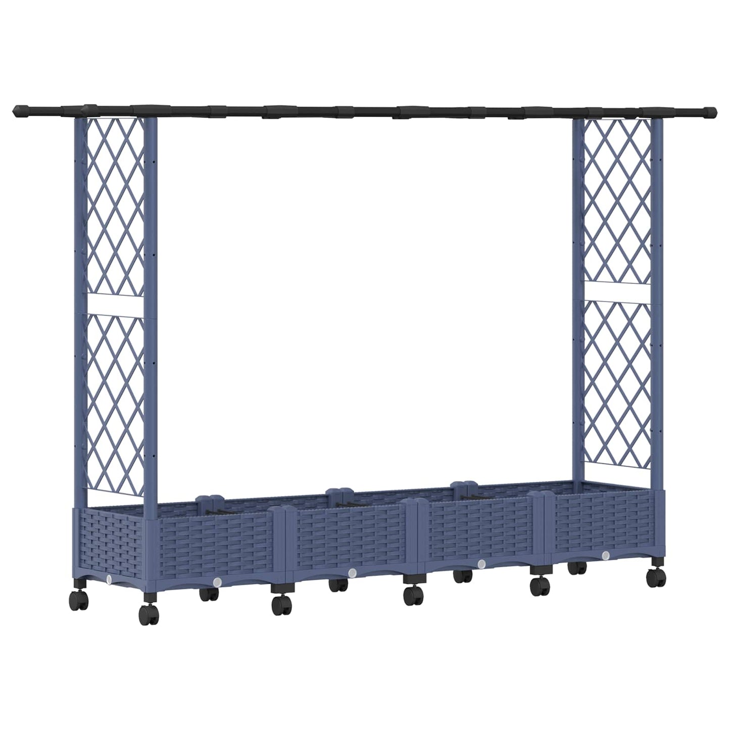 Hevet Bed med Trellis og Tak Grå 203 x 40 x 127 cm PP