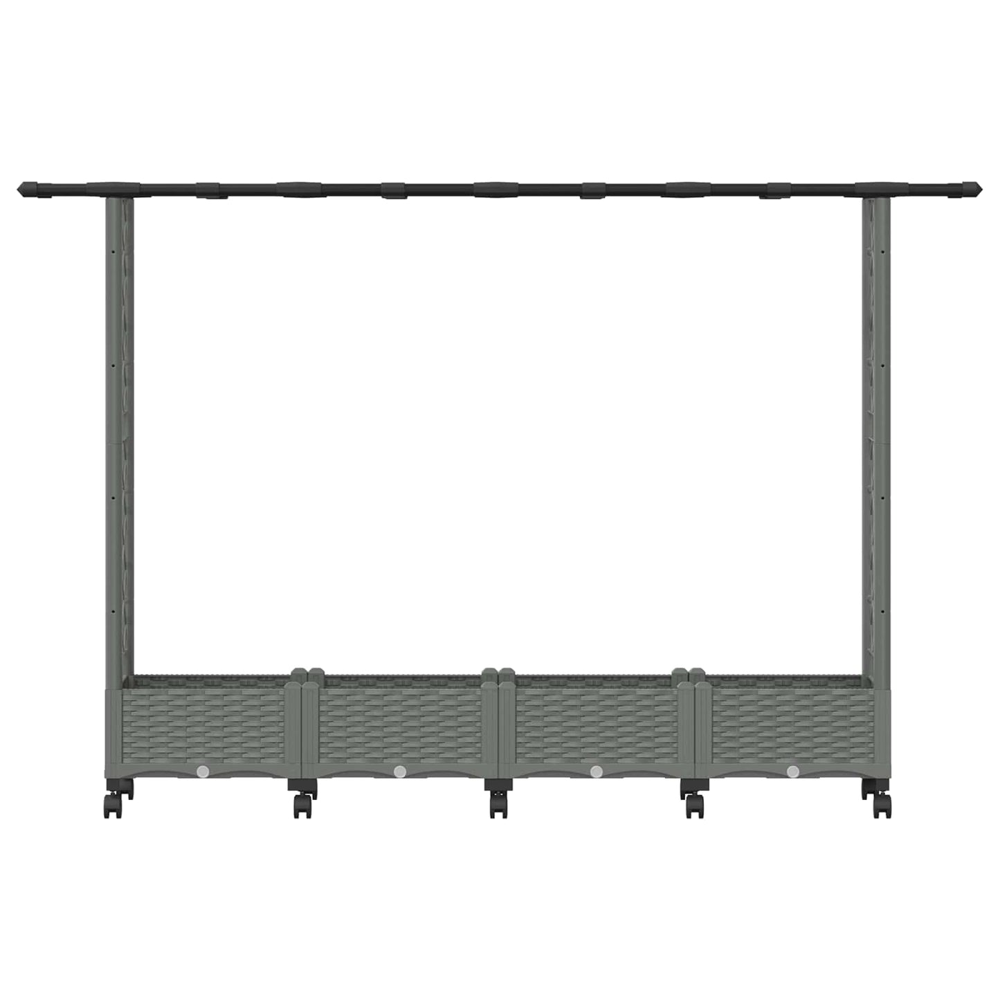 Hevet Bed med Trellis og Tak Lysegrå 203 x 40 x 127 cm PP