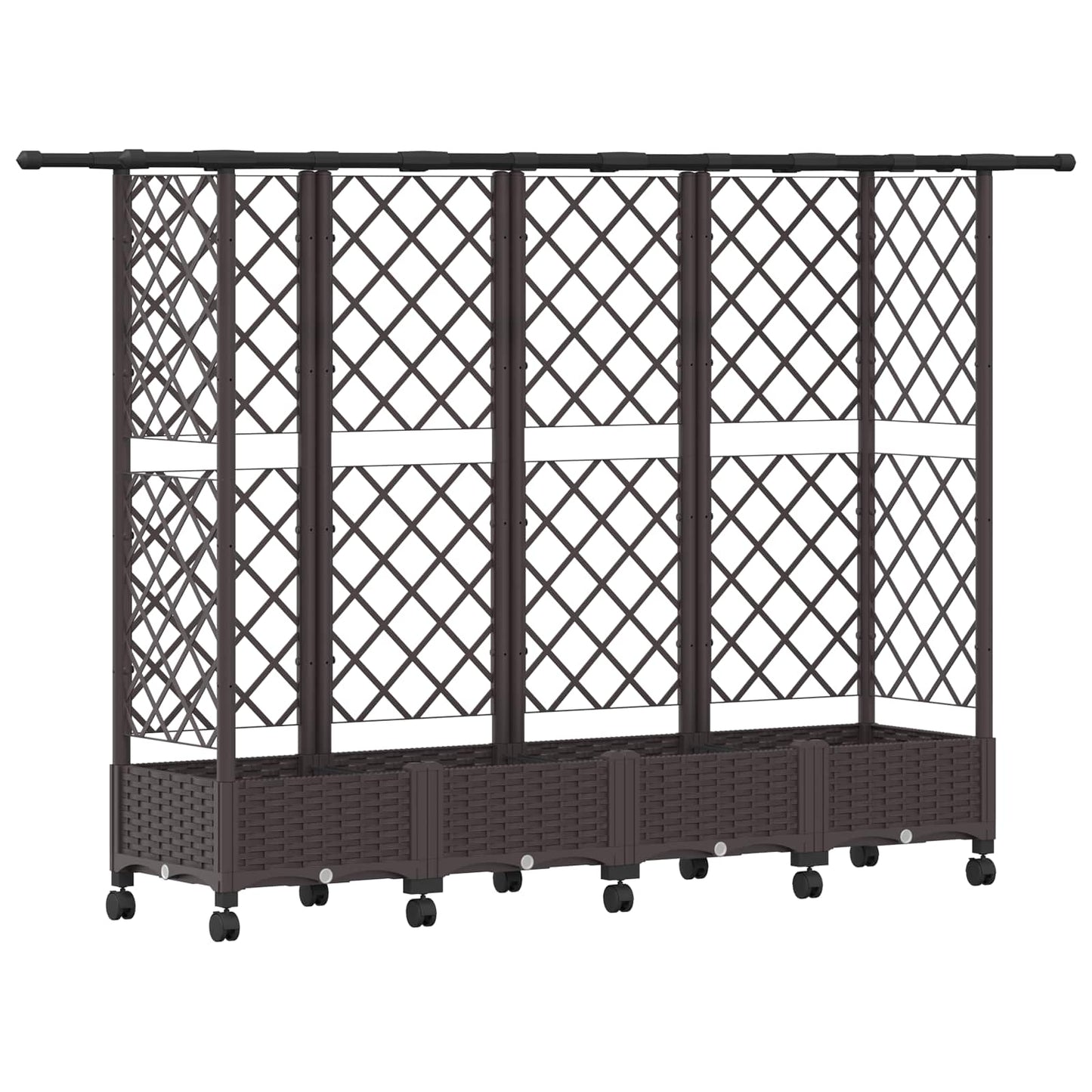 Hevet Bed med Trellis og Tak Brun 202,5 x 40 x 127 cm PP