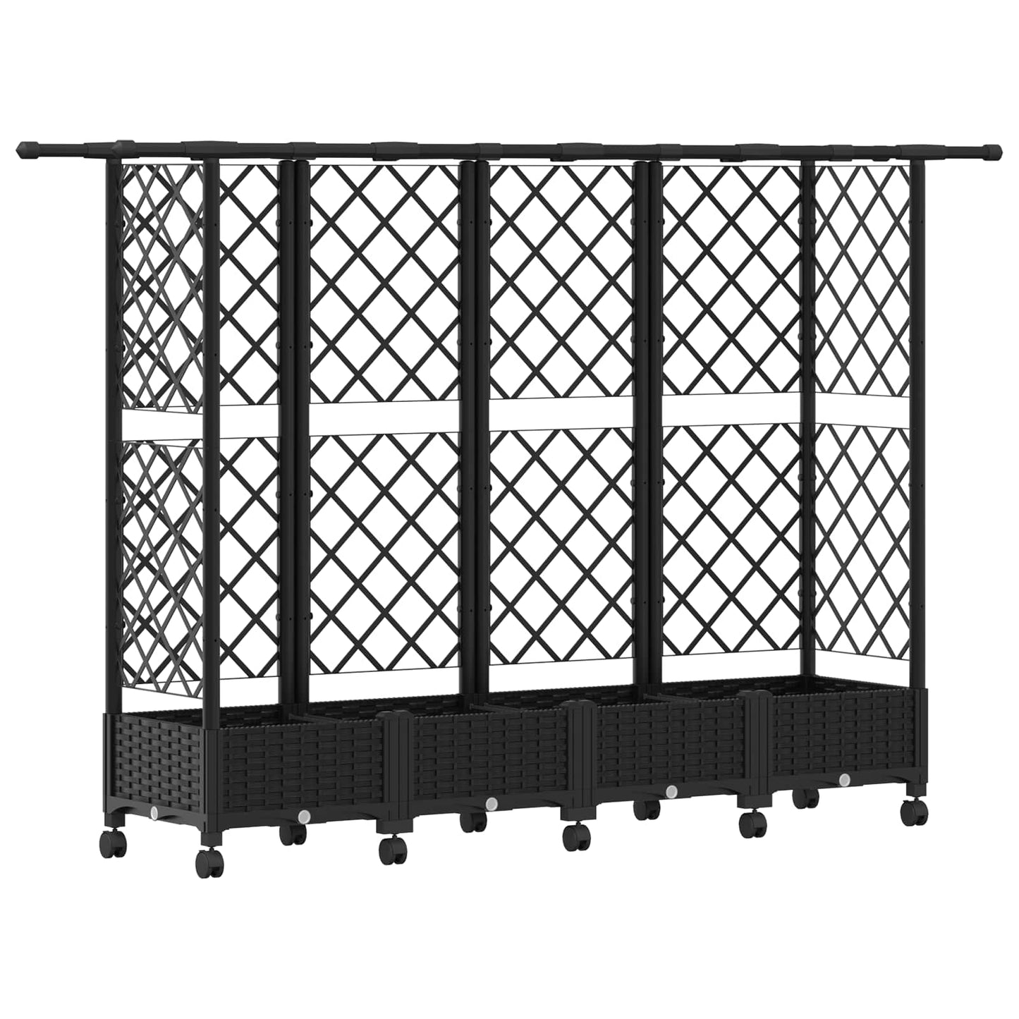 Hevet Bed med Trellis og Tak Svart 202,5 x 40 x 127 cm PP