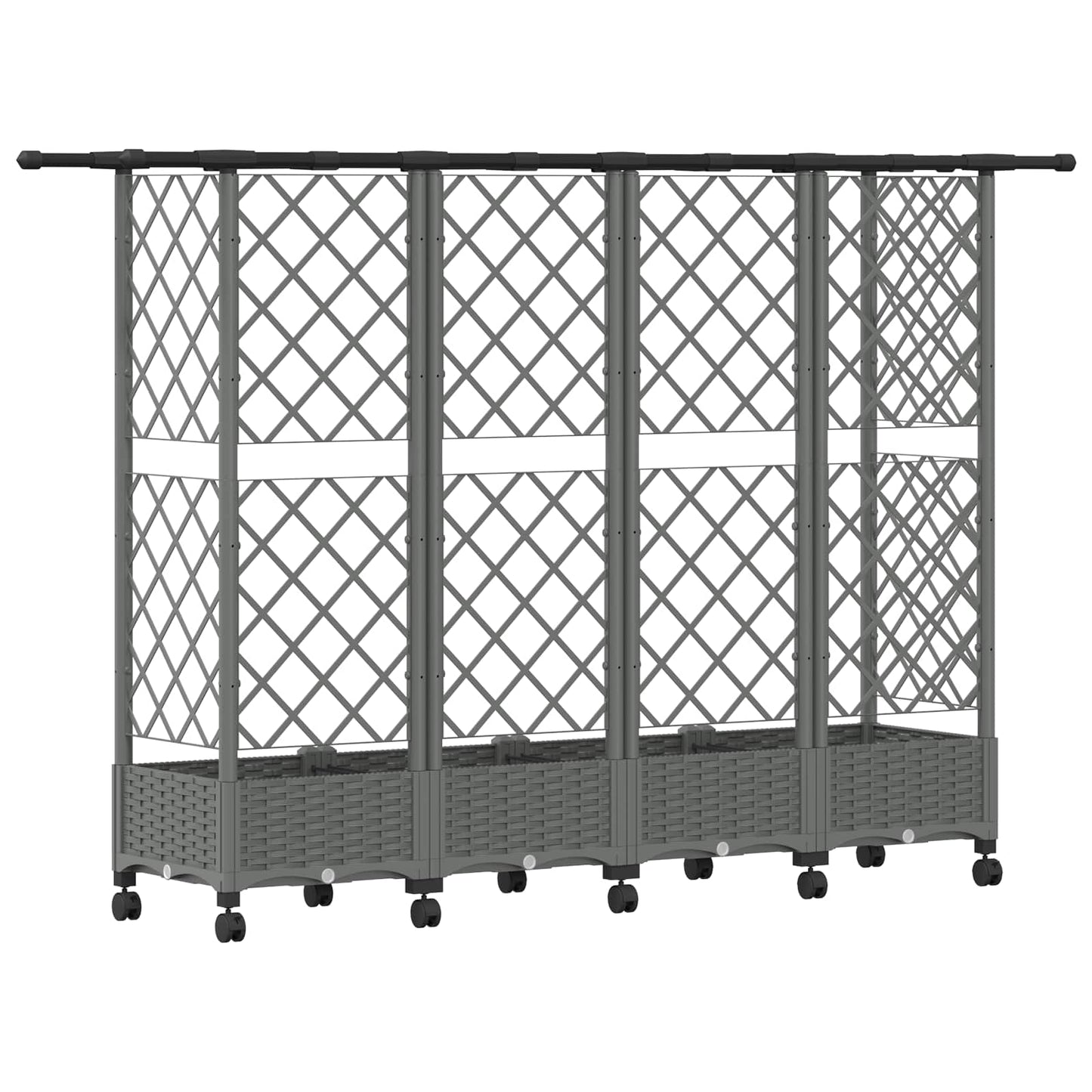 Hevet Bed med Trellis og Tak Lysegrå 202,5 x 40 x 127 cm PP