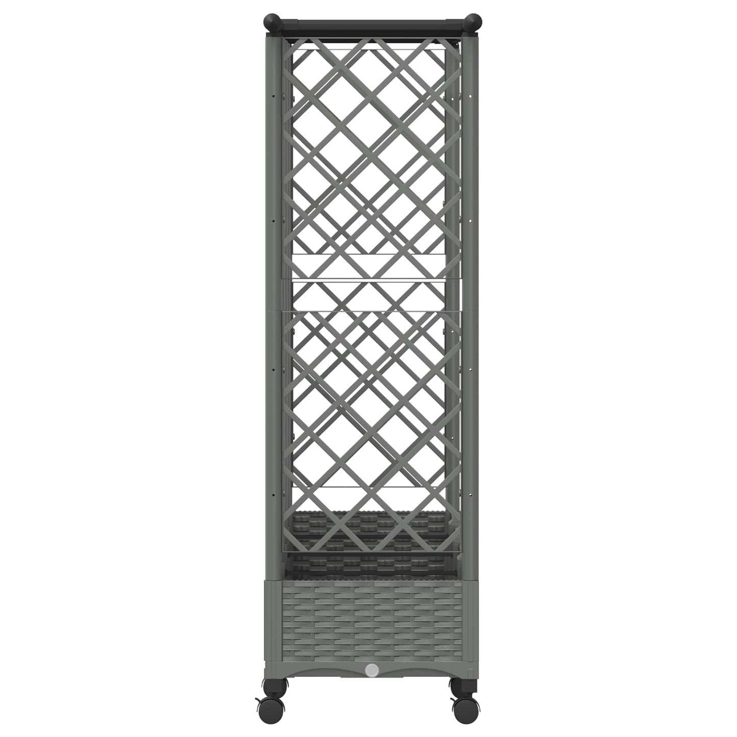 Hevet Bed med Trellis og Tak Lysegrå 202,5 x 40 x 127 cm PP