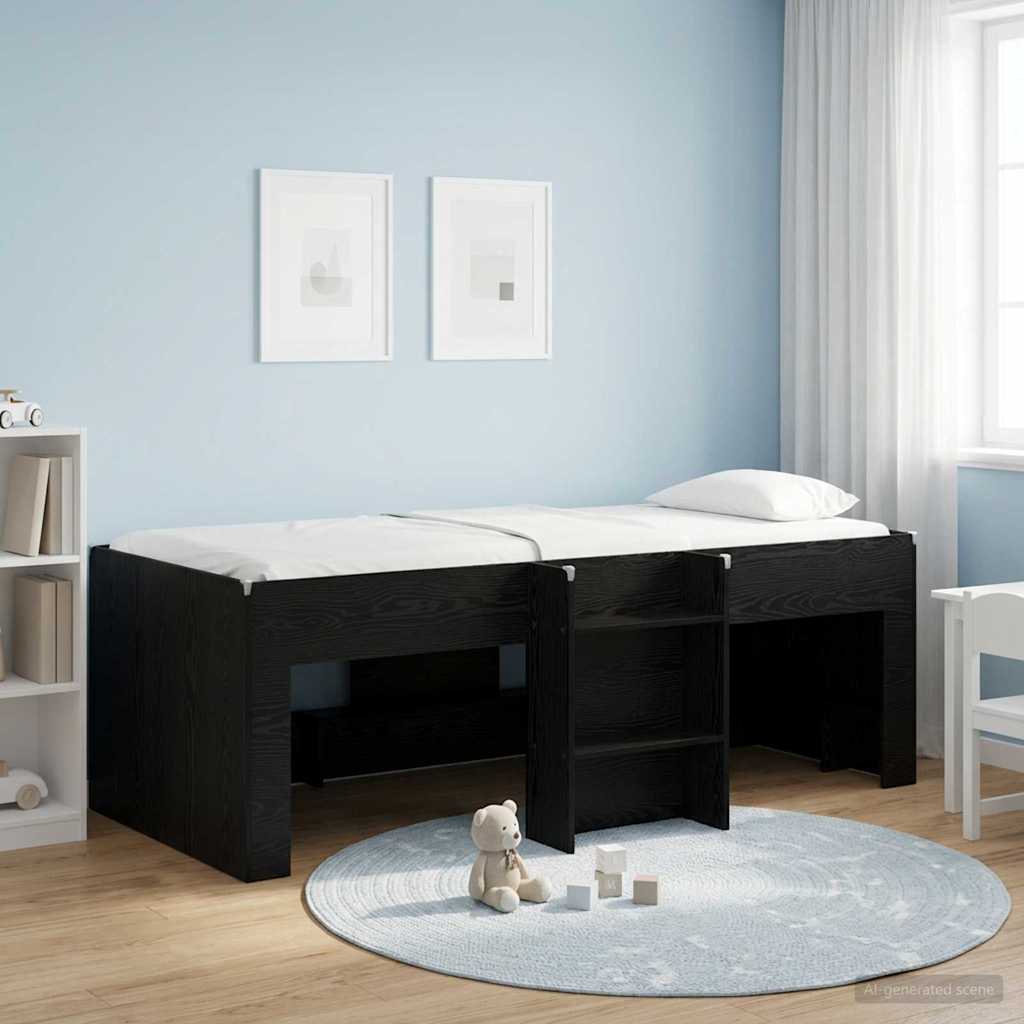 Barnas Høye Sengramme Svart eik 80 x 200 cm Konstruert tre