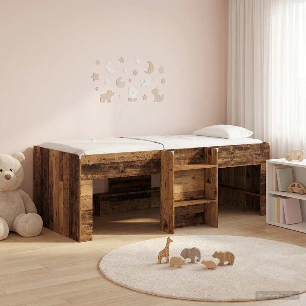 Barnas Høye Sengramme 2 pcs Gammelt tre 90 x 200 cm