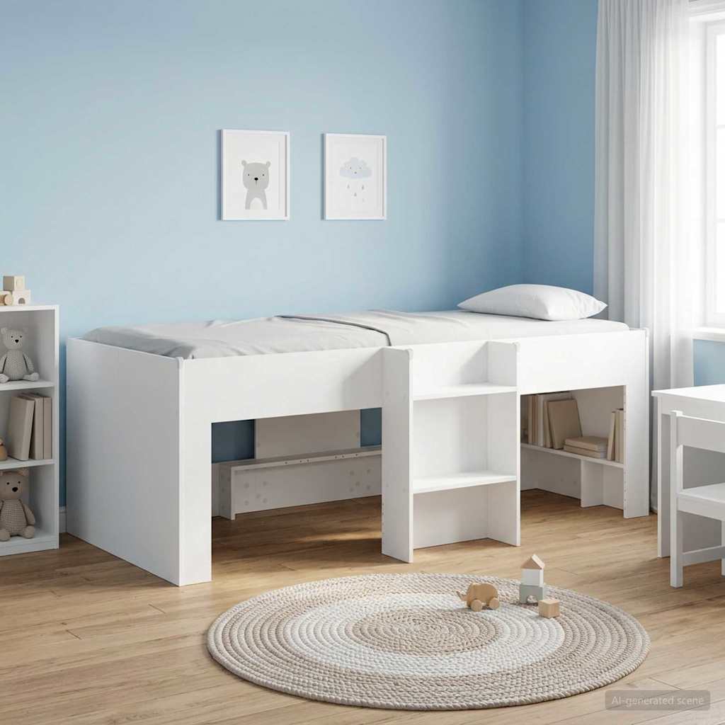 Barnas Høye Sengramme 2 pcs Hvit 98.5 x 200 cm Konstruert tre