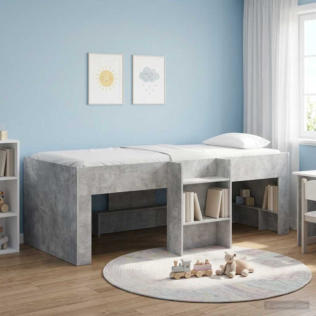 Barnas Høye Sengramme Betonggrå 98.5 x 200 cm Konstruert tre