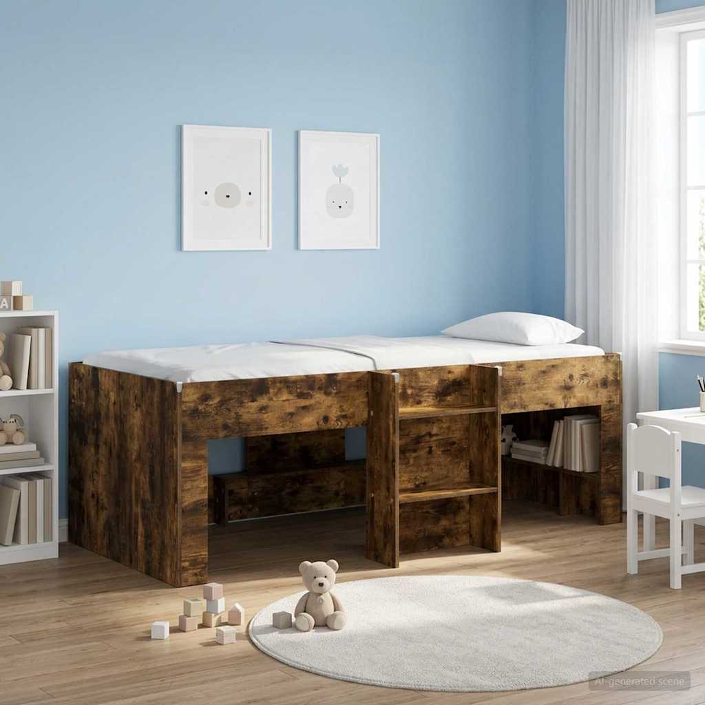 Barnas Høye Sengramme 2 pcs Røkt Eik 98.5 x 200 cm