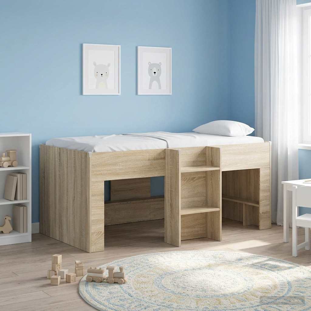 Barnas Høye Sengramme Sonoma eik 80 x 160 cm Konstruert tre