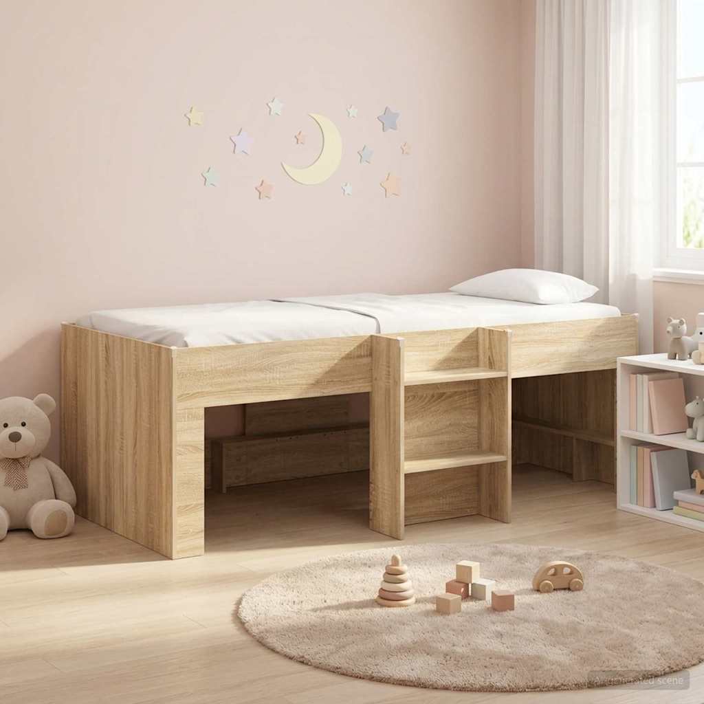 Barnas Høye Sengramme Sonoma eik 75 x 190 cm Konstruert tre