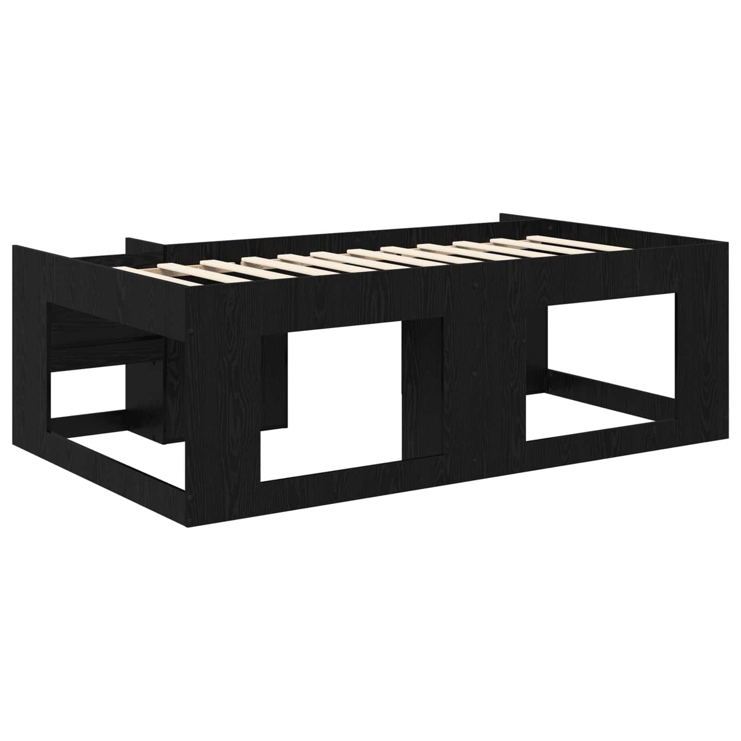 Barneseng med oppbevaring Svart eik 90 x 200 cm Konstruert tre
