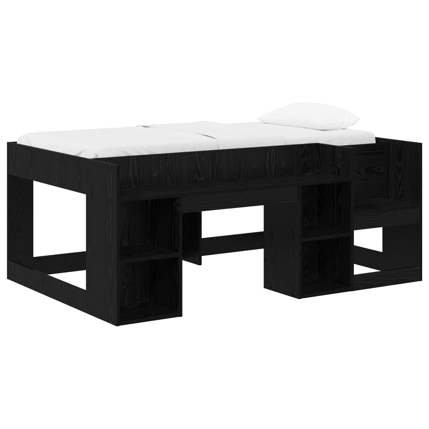 Barneseng med oppbevaring Svart eik 80 x 160 cm Konstruert tre