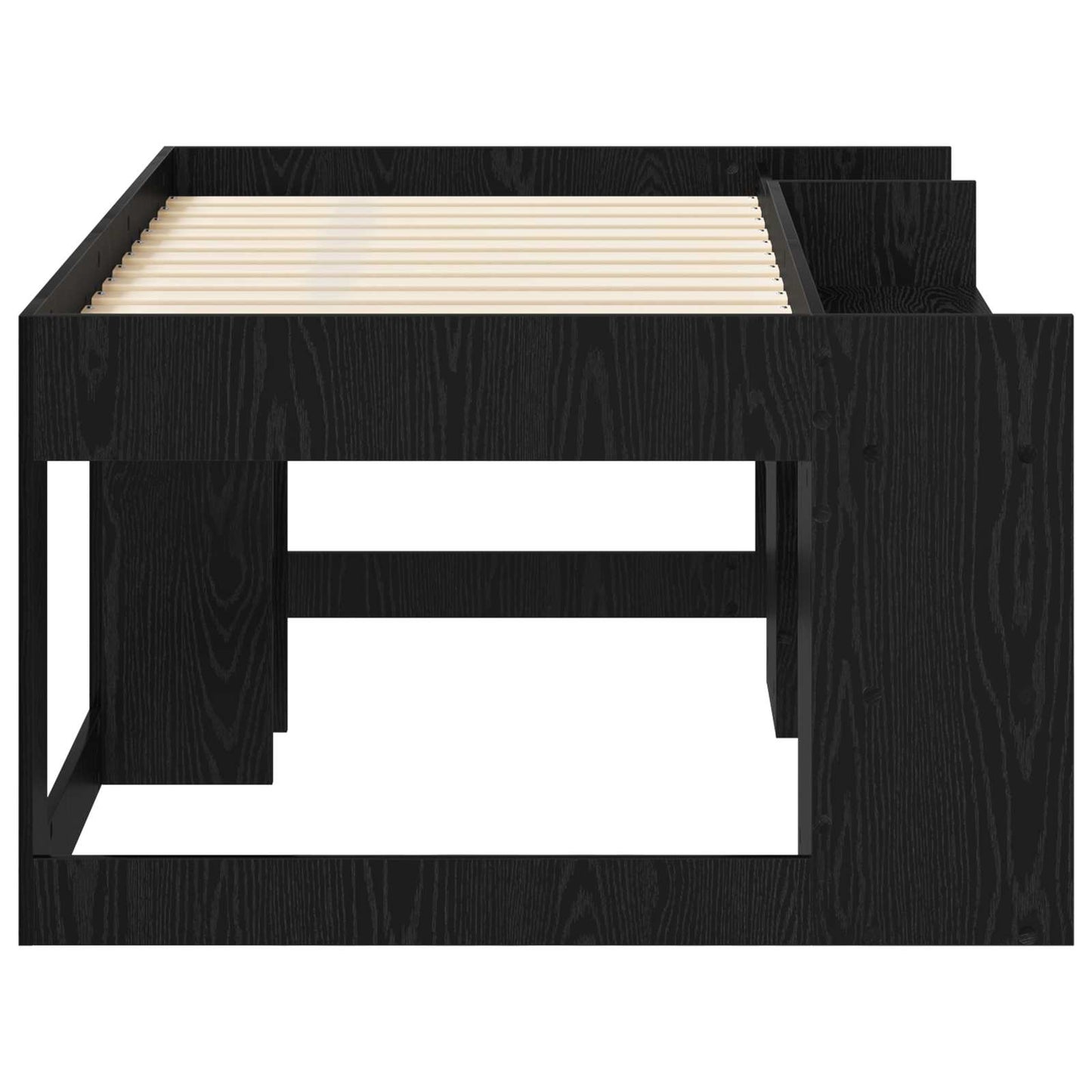 Barneseng med oppbevaring Svart eik 80 x 160 cm Konstruert tre