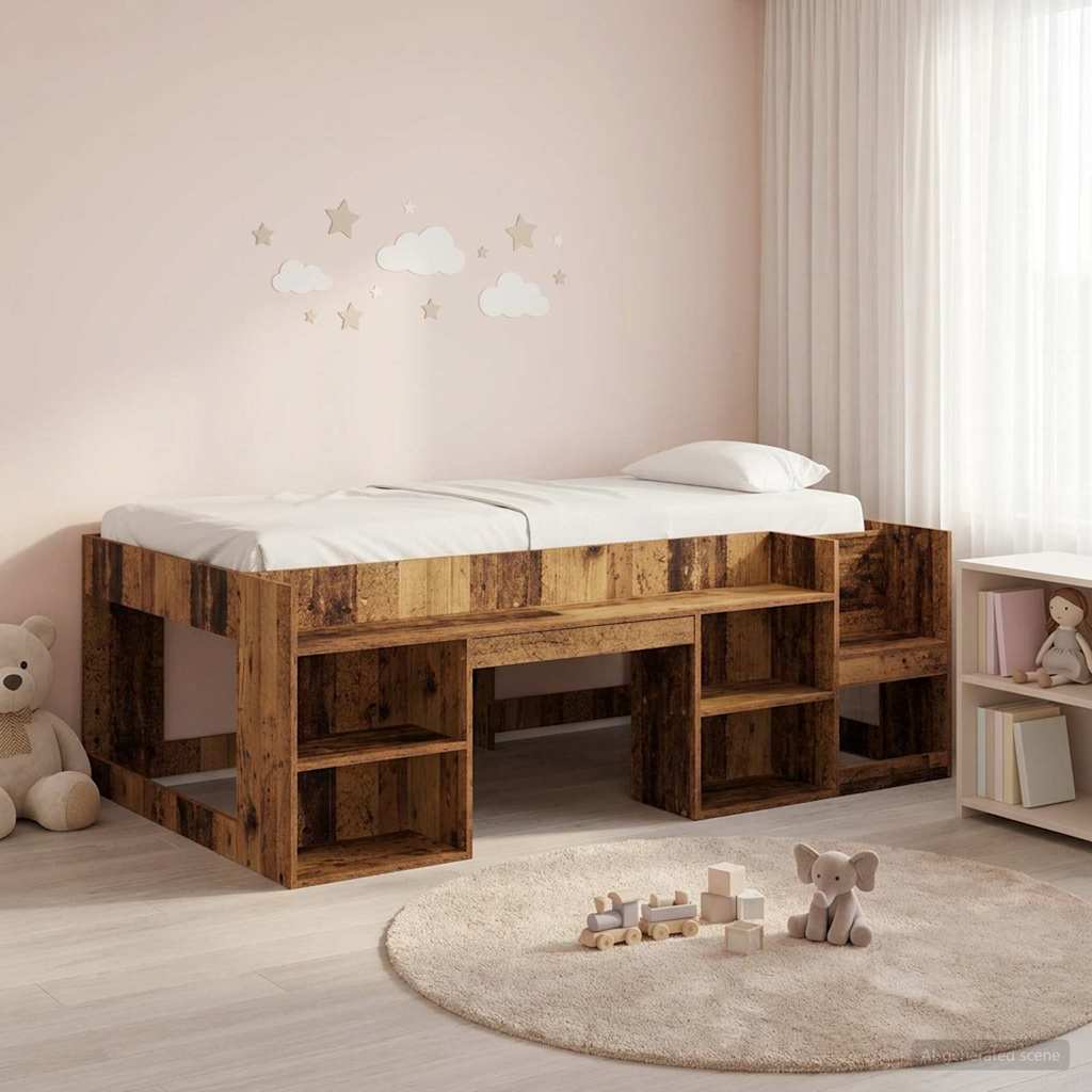 Barneseng med oppbevaring Gammelt tre 75 x 190 cm