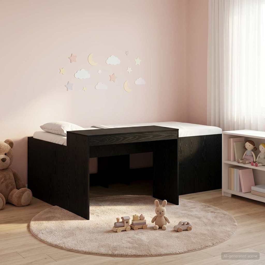 Barneseng med skrivebord Svart 90 x 200 cm Konstruert tre