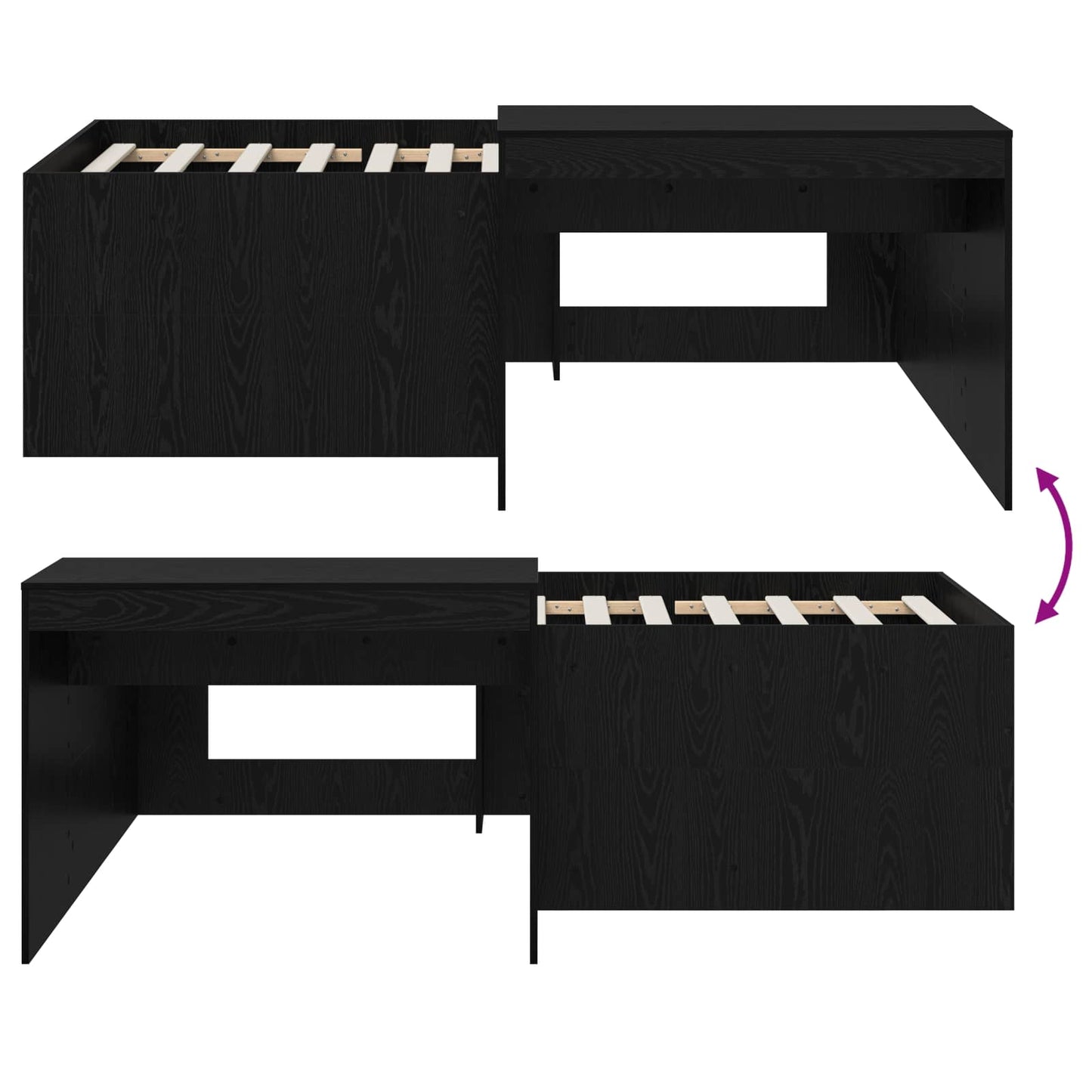 Barneseng med skrivebord Svart 90 x 200 cm Konstruert tre